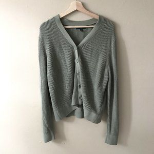Banana Republic Sage Green Cotton Cropped Sweater